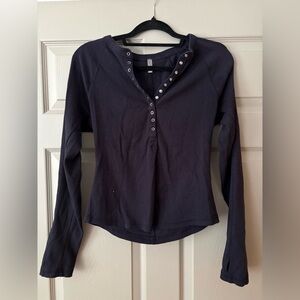 Free People Black Long Sleeve Top